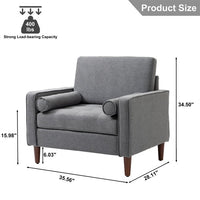 Modern Accent Armchair,Upholstered Tufted Large Club Chair with Arms and Wood Legs,Single Sofa Side Chair,Comfy Reading Chair Oversized Accent Chair for Living Room Bedroom Office,Gray