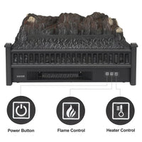 23 Inch Electric Fireplace, Fake Wood Without Frame Embedded 1400W Heating Wire with Small Remote Control, Fireplace Heater for Indoor Home Use, Black