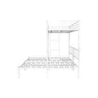 Triple Twin Bunk Bed, Metal 3 Bunk Beds Frame with Built-in Shelf and Slat Locks, Triple Bunk Bed for Children, Adult, Teens, Converted into Three Single Bed, White