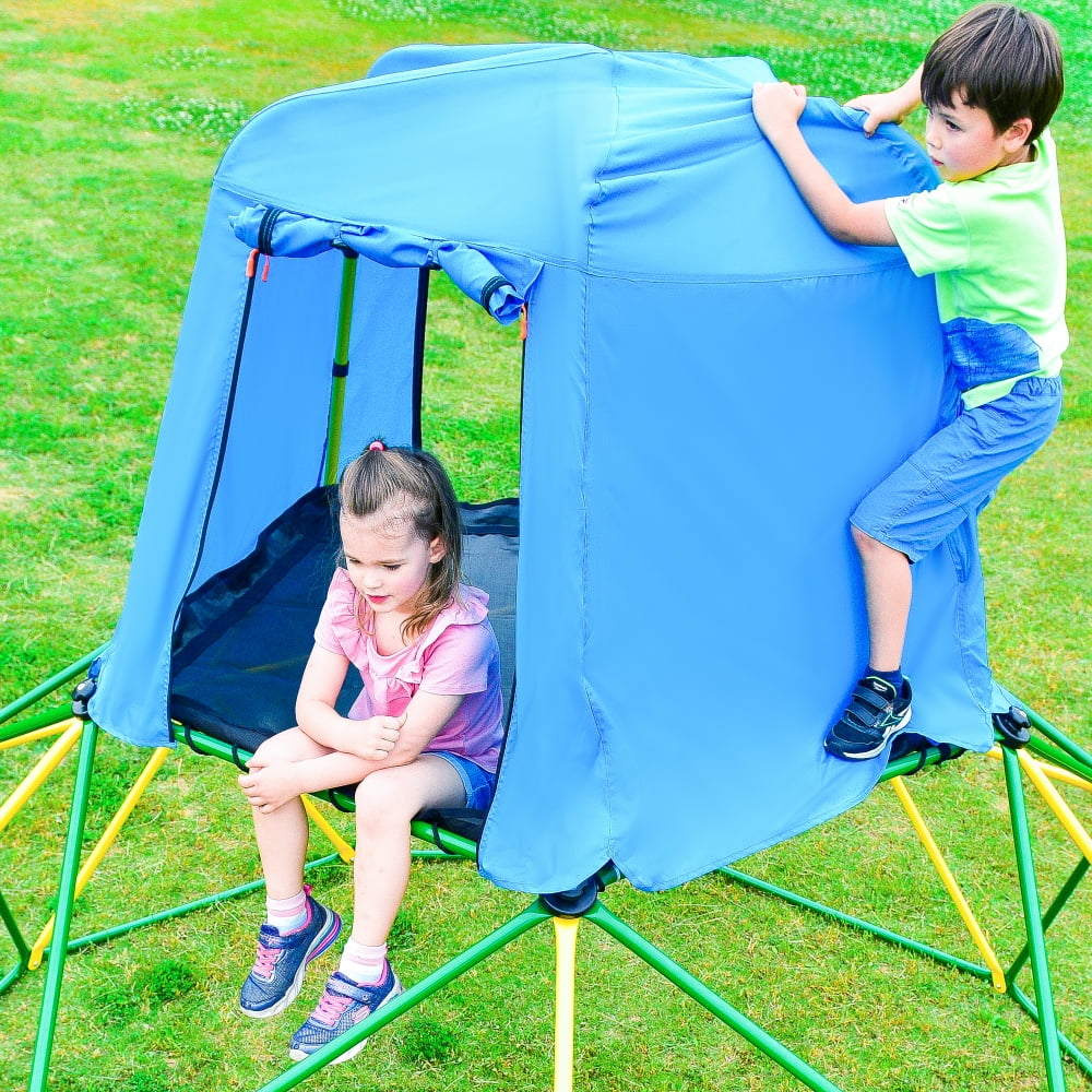 Upgraded 10FT Climbing Dome with Canopy and Playmat for Kids 3 to 10, Outdoor Play Equipment Dome Climber Supporting 1000lbs, Jungle Gym Playground Play Center, Rust & UV Resistant, Gift for Kids