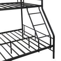 Twin-Over-Full Metal Bunk Bed, Heavy Duty Metal Bed Frame with 11" Under-Bed Storage, Bunkbed with Guard Rails & Flat Ladder Stairs & Slats Support, Space-Saving Kids Bed, No Box Spring Needed