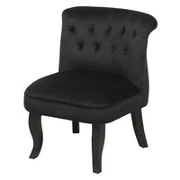Modern Velvet Accent Chair with Solid Wood Legs, Tufted Vanity Chairs with Back, Accent Makeup Chair with Wood Frame, Single Sofa Chair for Bedroom, Living Room, Office, Study Room, Black