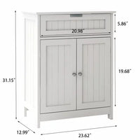Bathroom Floor Cabinet, Free Standing Wooden Storage Cabinet with Large Drawer and Cabinet, 2 Doors, Adjustable Shelf, Storage Organizer for Bathroom Living Room, 23.62x12.99x30.91 Inch