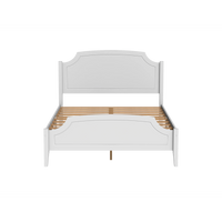 Contemporary Roman Style Full Size Bed,Solid Wood Bed Frame,No Box Spring Needed,Paint Sprayed Finishing,White