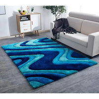 132"x96" Soft Pile Hand Tufted Shag Area Rug, "3D Shaggy" Living Room Carpet, Persian Area Rugs for Modern Home Décor, Soft Luxury Rug, Blue