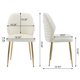 Velvet Dining Chairs Set of 2,Modern Tufted Accent Upholstered Chairs Wingback Armless Side Chair with Gold Legs for Living Room Bedroom Kitchen Vanity (Cream)