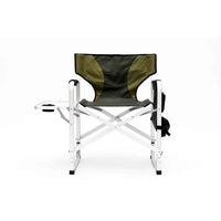 Outdoor Chair, Padded Folding Camping Chair with Side Table and Storage Pockets, Outdoor Folding Chair, Folding Lawn Chair, Lightweight Oversized Directors Chair, Green