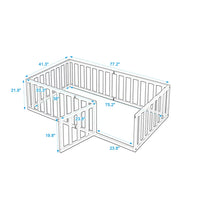 Twin Size Floor Bed, Solid Wood Floor Platform Bed Frame with Fence and Fun Small Door, Multifunctional Daybed with Safety Guardrail, Headboard & Footboard for Boys Girls, Box Spring Needed, Natural