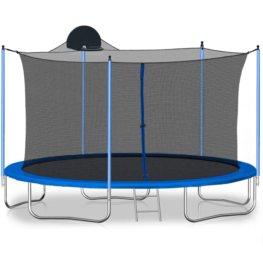 12 FT Trampoline Outdoor with Basketball Hoop, Backyard Trampoline with Enclosure Net, Heavy Duty Large Trampoline for Kids and Adults