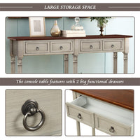 Console Table with Drawers, Long Shelf Sofa Table, Long Accent Entry Console Table with Drawers & Bottom Open Shelf, Ideal for Living Room,Entryway, Hallway, Antique Gray