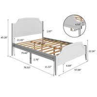 Contemporary Roman Style Full Size Bed,Solid Wood Bed Frame,No Box Spring Needed,Paint Sprayed Finishing,White