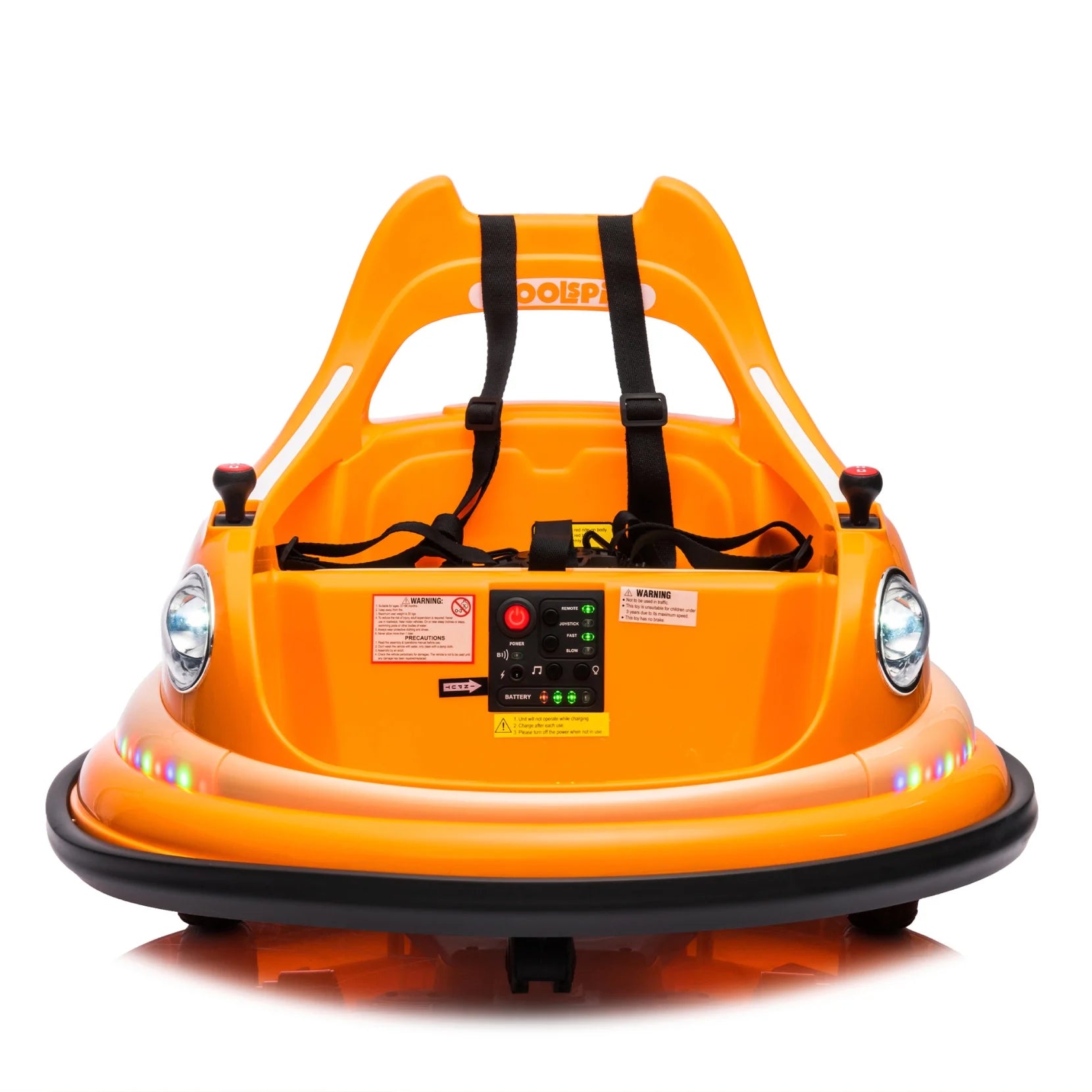 12V Ride on Bumper Car for Kids, Toy Electric Battle Vehicle with Parent Remote, 2 Driving Mode, 360° Spin, Electric Bumping Car with Music, Anti-collision Padding and Five-point Safety Belt, Orange