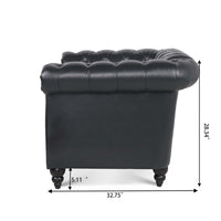 Single Sofa Chair, 1 Seater Sofa Chesterfield Leather Chair Accent Club Armchair Upholstered Single Sofa Chair with Nailheads and Solid Wood Legs, Tufted Lounge Chair for Living Room, Black