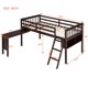 Twin Size Loft Bed with Removable Desk,Solid Wood Loft Bed Frame with Ladder and Safety Guardrail,Multifuctional Low Loft Bed for Girls Boys,Espresso