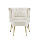 Modern Armchair with Ottoman, Velvet Upholstered Accent Chair with Nailhead Arms and Metal Golden Legs for Living Room, Luxury Chair for Bedroom, Cream White