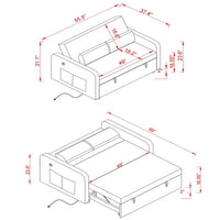 Upgraded Convertible Sleeper Sofa Bed with Pull Out Bed & USB Socket, Modern Loveseat Futon Sofa Couch with Reclining Backrest, Small 2 Seater Sofa with Toss Pillows and Pockets for Living Room, Blue