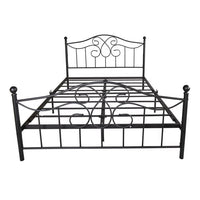 Queen Size Victorian Style Platform Bed, Metal Bed with Vintage Headboard & Footboard, Heavy Duty Steel Bed Frame with Slats Support, No Box Spring Needed, Noise Free, Anti-Slip, Black