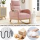 Upholstered Rocking Chair with Fabric Padded Seat and Solid Wood Base, Accent Armchair with High Back ,Comfortable Rocker with Pockets for Living Room Bedroom, Pink Teddy