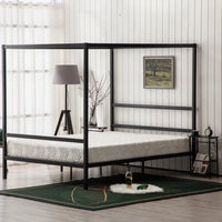 Metal Canopy Bed Frame King,Strong Bed Frame with Center Support Legs, 2 Horizontal Bar, Platform Bed Frame for Adults, Weight Capacity 661 Pounds