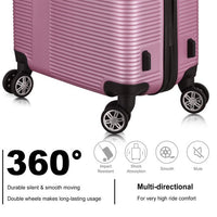 3 Piece Luggage Set, Durable Luggage Set with TSA Lock ABS, Lightweight Suitcase with Hooks, Spinner Wheels Suitcase Sets Cross Stripe Luggage Sets for Travel and Home, 20in/24in/28in, Pink