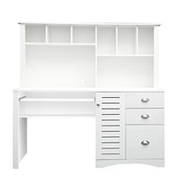 Desktop Computer Desk with Hutch, Bookshelf, Storage, Drawer, Home Office Writing Table, Student Study Laptop Tables Workstation, Wood Desk Bookcase Combination, for Small Space, White