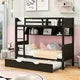 Twin Over Twin Bunk Bed, Separable Bunk Bed with Twin size Trundle for Kids Teens Adults, Wooden Bed Frame with Bookshelf and Built-in Ladder, Space Saving Bed Can be Separad into Two Beds, Espresso