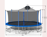 14ft Trampoline for Kids Teens Adults with Basketball Hoop and Safety Enclosure Net, Outdoor Large Recreational Trampoline with Metal Ladder, ASTM Approved & High Stability