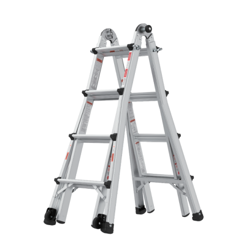 Aluminum Telescoping Extension Step Ladder,Non-Slip Ladder,Multi-Purpose Folding A-Frame Ladder,Portable Multi-Position Ladder with Wheels,300 lbs Weight Rating,Household,Outdoor,17 FT