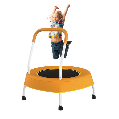 27.5 Inches Toddler Trampoline, Sports Trampoline with Handle for Kids 1 Year, Fitness Trampoline for Boys and Girls, Orange