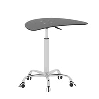 Small Standing Desk Adjustable Height Rolling Desk with Lockable Wheels and Black Tempered Glass Table Mobile Portable Computer Desk on Wheels for Home Office (Adjustable Range 24.2 "~32.7 ")