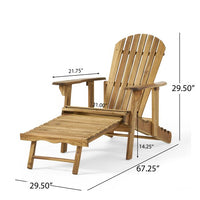 Folding Adirondack Chairs with Ottoman, All-Weather Poolside Chair with Footrest, Outdoor Adirondack Lounge Chair for Fire Pit Campfire Deck Backyard Patio Outdoor Porch Lawn, Natural