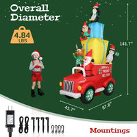 12FT Christmas Inflatable Outdoor Decoration, Christmas Inflatables Santa Claus Driving with Gift Decoration and 12 Lights, Blow Up Yard Decorations for Holiday Decoration