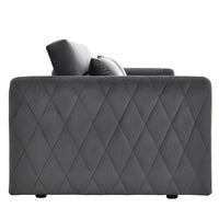 55" Convertible Sleeper Sofa Bed with 2 Pillows and 2 Detachable Pockets, Modern Velvet Upholstered Loveseat Sofa Couch with Pull Out Bed and Adjustable Backrest, Multifunctional 2-Seater Sofa, Grey