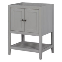 24" Bathroom Vanity Base Only, Bathroom Vanities Without Top Sink, Modern Bathroom Vanity Cabinet with 2 Doors and Open Shelf, Freestanding Bathroom Vanity, Gray