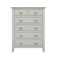 Grey Dresser, 6 Drawer Chest for Bedroom with Wide Drawers and Metal Handles, Modern Wood Storage Chest of Drawers for Living Room Hallway Entryway