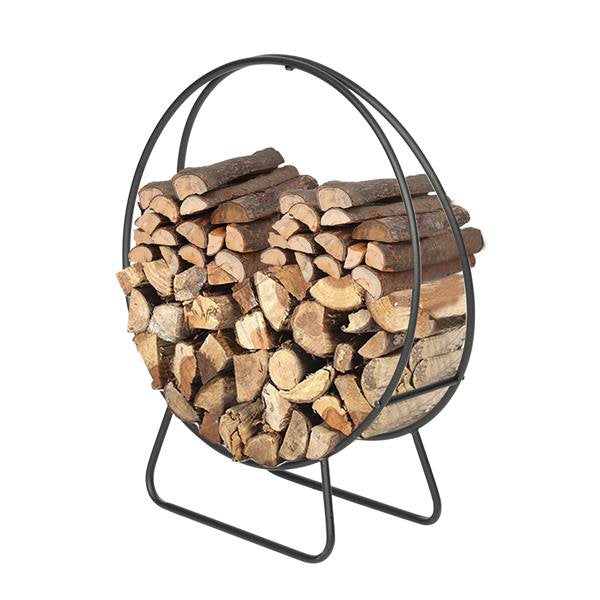 Firewood Log Rack, 40 Inch Round Tubular Steel Fireplace Wood Storage Holder for Indoor & Outdoor Fireplace Pit, Heavy Duty