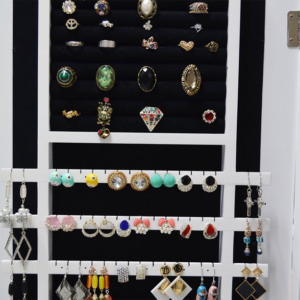 Wall/Door Mirror Jewelry Cabinet, 47.2