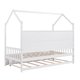 Twin Size House Bed with Trundle and Shelf,Wooden Kids Bed Frame with Roof Design,Storage Bed for Kids Boys Girls,Twin Platform Trundle Bed Daybed,Can Decorated,White