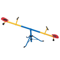 Kids Swivel Seesaw, Metal Teeter Totter with Stopper Pole for Children Indoor or Outdoor, Kindergarten Activity Facility for Playground, Blue&Red