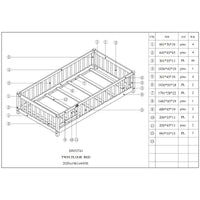 Twin Floor Bed Frame for Kids Toddlers, Wooden Montessori Bed with 7 Wood Slats, Fence-Shaped Guardrails and Door for Boys Girls Bedroom Playroom, No Box Spring Needed, Gray