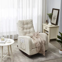 High Back Rocking Chair Nursery Chair with Side Pocket,Fabric Single sofa with Thick Padded Seat&Backrest,lazy sofa balcony reclining sofa adjustable chair
