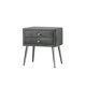 2-drawers Nightstand, Velvet Upholstered Bedside Table with Silver Rivet Decor and Metal Legs, Modern End Table for Bedroom Living Room, Gray