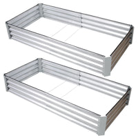 Galvanized Raised Garden Bed Kit, Large Heavy Metal Raised Garden Beds for Vegetables Flowers Herbs, Outdoor Square Planter Raised Garden Boxes Steel Kit, 6×3×1FT, 2PCS, Silver