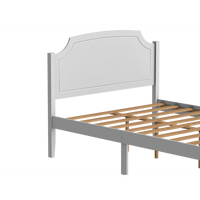 Contemporary Roman Style Full Size Bed,Solid Wood Bed Frame,No Box Spring Needed,Paint Sprayed Finishing,White