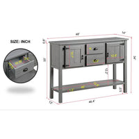 Solid Wood Console Table,Storage Sideboard with 2 Drawers and Cabinets and 1 Bottom Shelf, Retro Style Dining Buffet Server Cabinet for Living Room Kitchen Dining Room Furniture(Antique Gray)