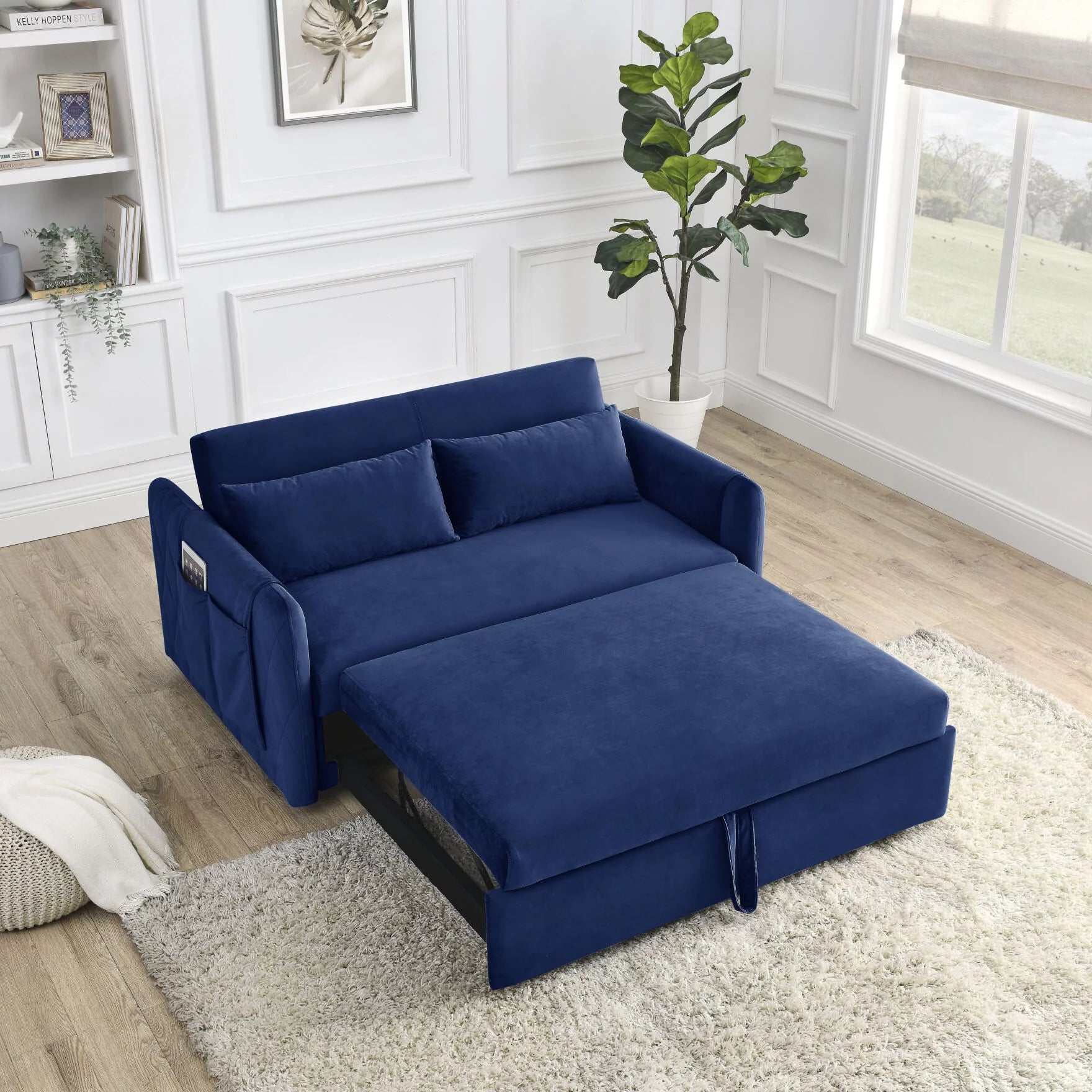 Velvet discount sleeper chair