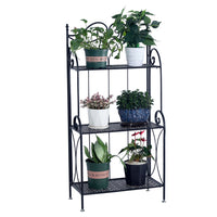 3 Tier Foldable Black Metal Indoor Plant Stand, Display Shelf Rack, 3 Flower Pot Holder Shelves Planter Display Storage Shelf for Home Garden Patio Bathroom Living Room