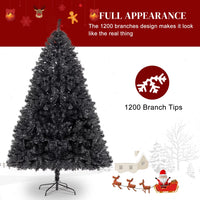6FT Christmas Tree with 1150 Branch Tips, PVC Needles, Xmas Hinged Pine Tree with Solid Metal Legs, Unlit Halloween Christmas Tree for Indoor and Outdoor Decoration, Black