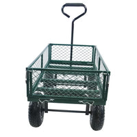 Metal Wagon Cart, Collapsible Metal Wagon with Movable Mesh Sides and Wheels, Heavy Duty 350Lbs Capacity Garden Cart Utility Wagon with Handle for Grocery Camping Shopping Sports, Green