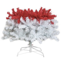 6FT Bendable Christmas Tree Santa Hat Style Christmas Tree with 1250 Lush Branch Tips and 300 LED Lights Hinged Artificial Fir Bent Top Xmas Tree for Holiday Party Home Decoration, Red